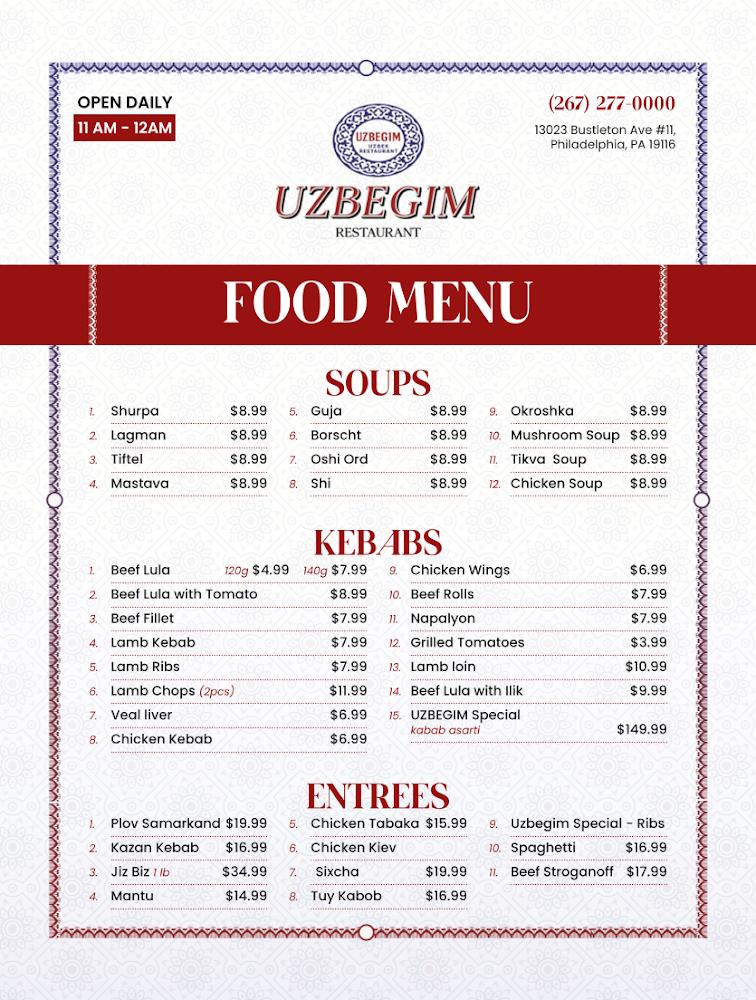 UZBEGIM RESTAURANT Shurpa